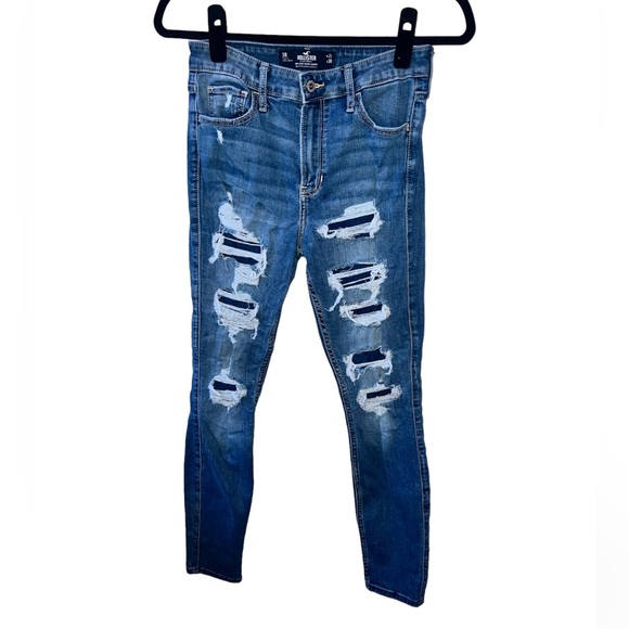 HOLLISTER | DISTRESSED HIGH RISE SUPER SKINNY DENIM JEANS - Picture 7 of 7
